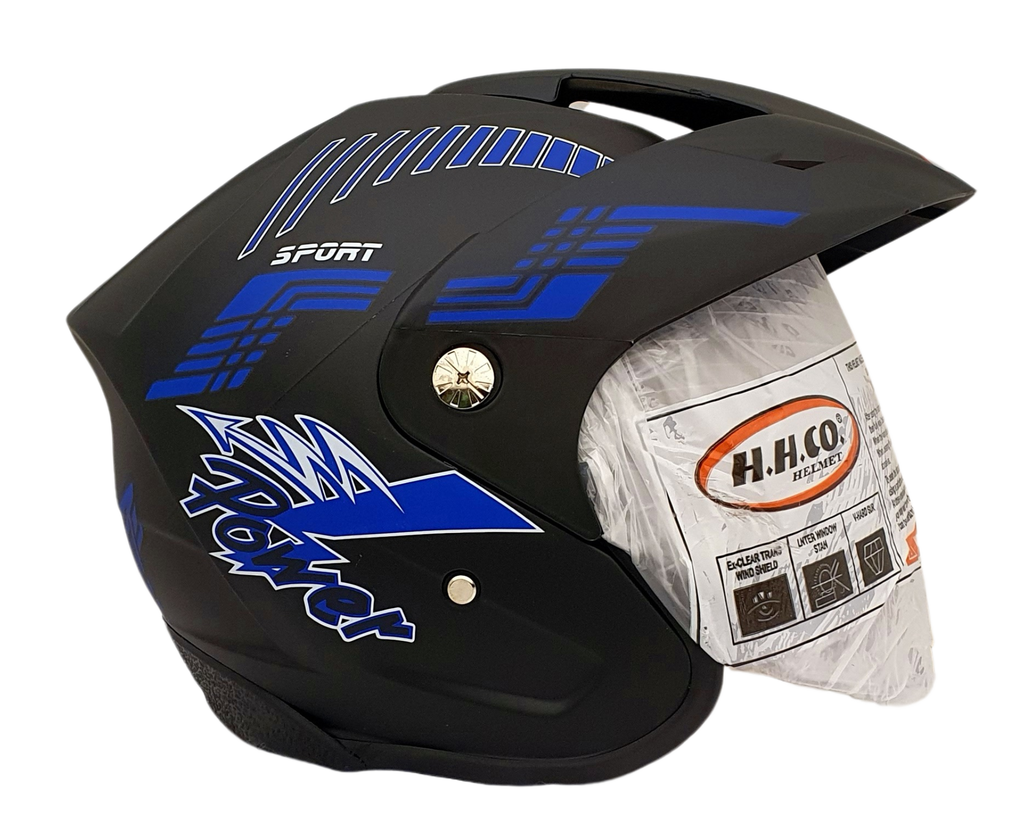 FLASH POWER BLACK BLUE MATTE Helmet Side View